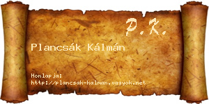 Plancsák Kálmán névjegykártya